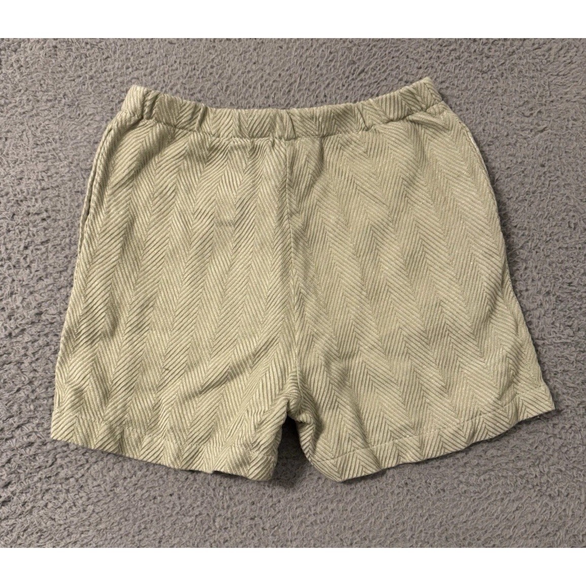 Attersee Green White Obstract Linen / Cotton Blend Shorts Size Xs — image 2 of 6